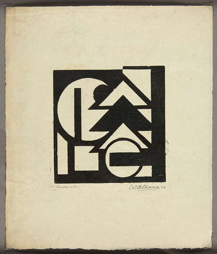 Compositie met driehoeken en cirkel